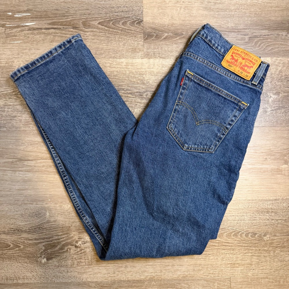 Levis 514 Straight Fit Mens Jeans Medium Wash Blue Denim 32x32 00514-0831